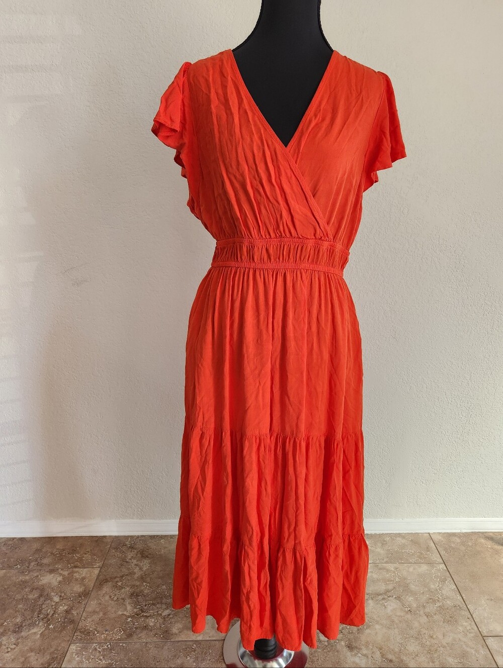 Knox Rose Orange Maxi Dress With Pockets Autumn Wedding Guest Size Medium